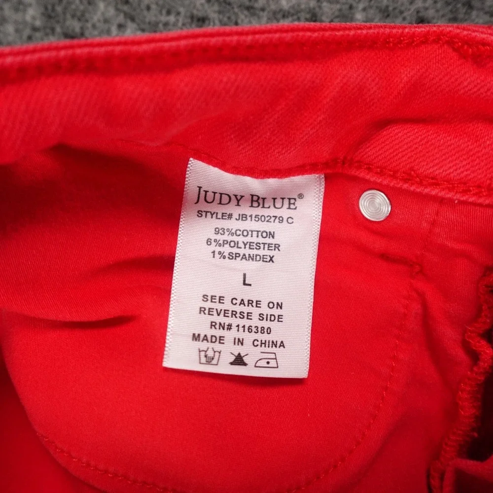 Judy Blue Shorts‎ Womens Large Red Bermuda Tummy Control Garment Dyed JB150279